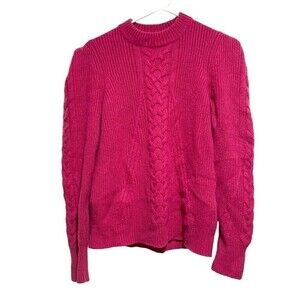 Naadam Pullover Sweater Pink Small 100% Cashmere‎ Crew Neck Cable Knit